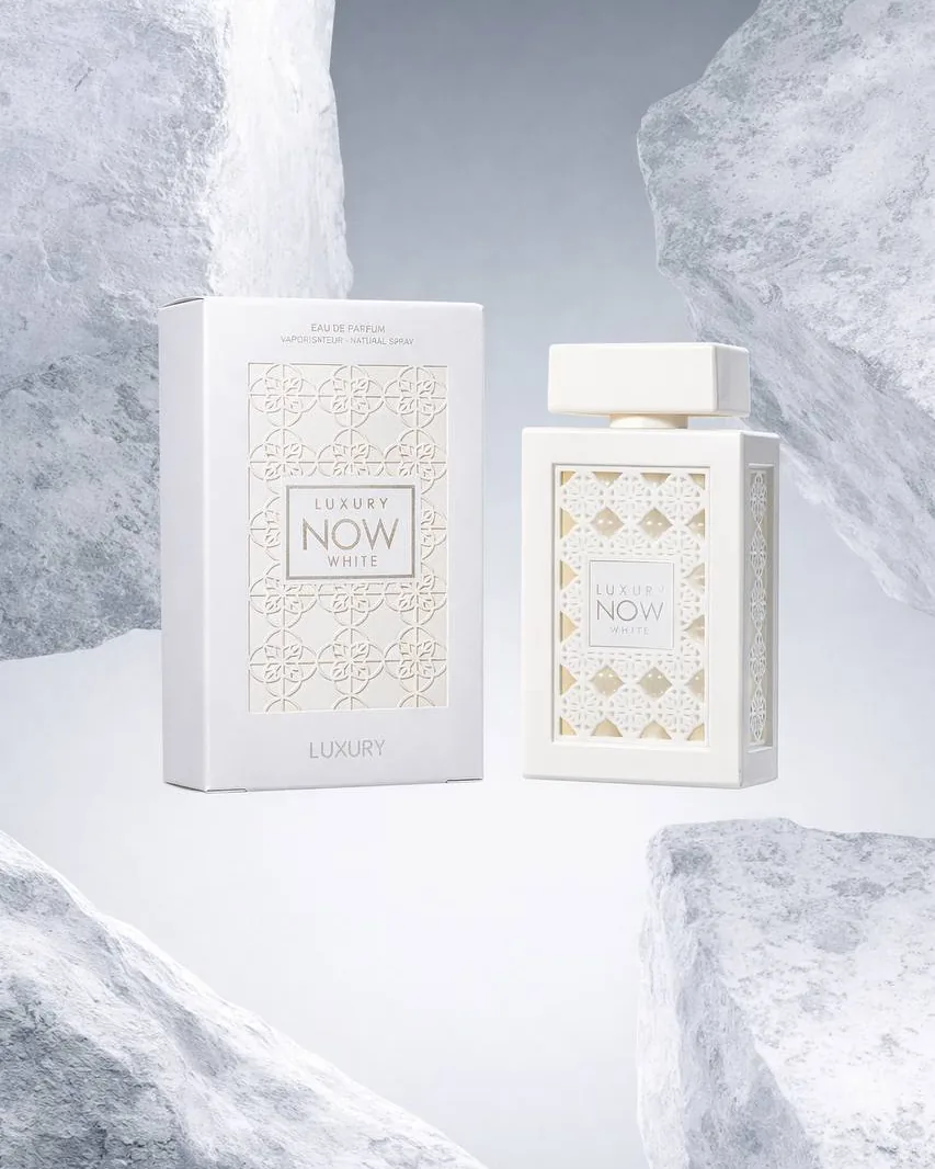 Luxury Perfumes Now White — perfume bottle